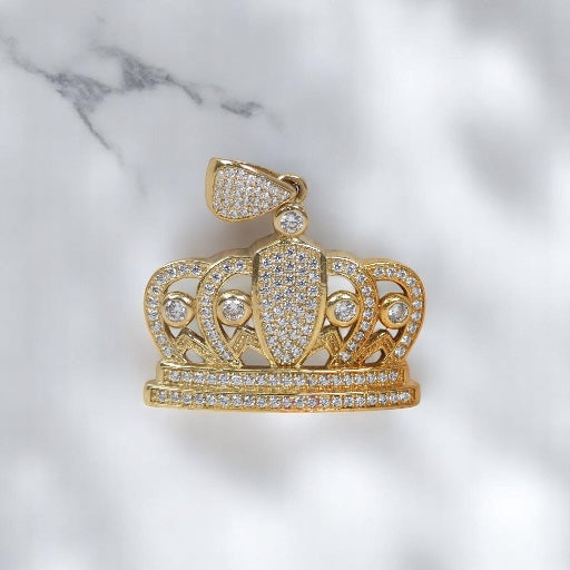 10K YG Crown Pendant / 8.2gr / 1.4in / Zircons