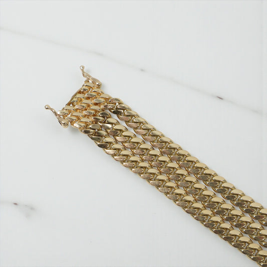 10K YG Name Plate 3 Micro Cuban Links Bracelet / 50.5 / 15mm / 8.5in /