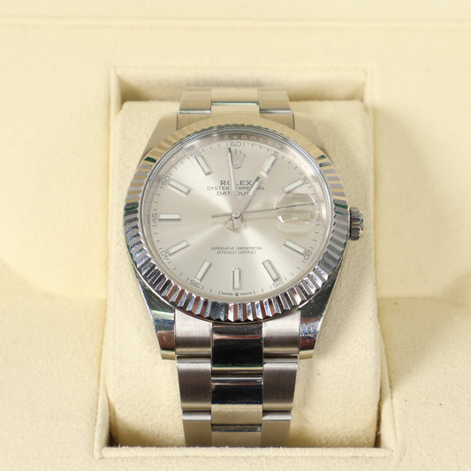Rolex Datejust Stainless Steal Oyster Band Fluted Bezel Watch / 41mm /