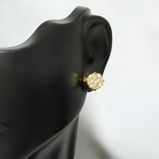10K Yellow Gold Diamond Round Flower Stud Earrings 0.50Ct Dia / 2.08gr