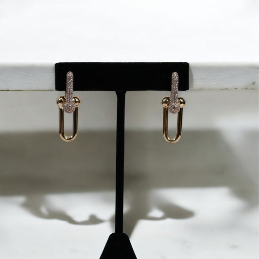 14K YG Fany Stud Earrings / 7.45gr / 1.2in