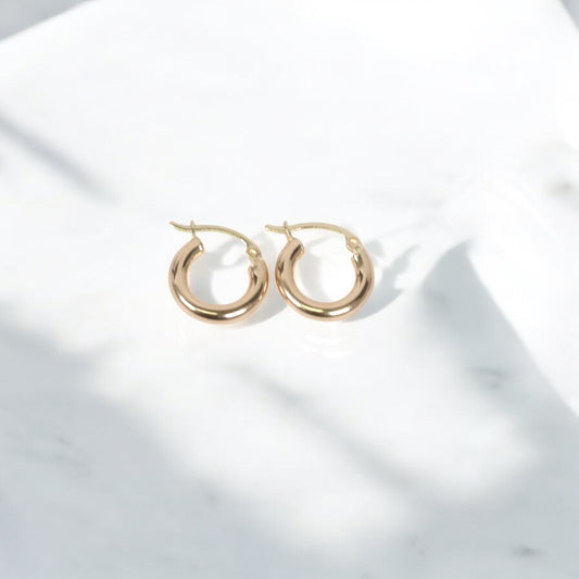 14K YG Fashion Hoop Earrings / 1.13gr / 0.5in /