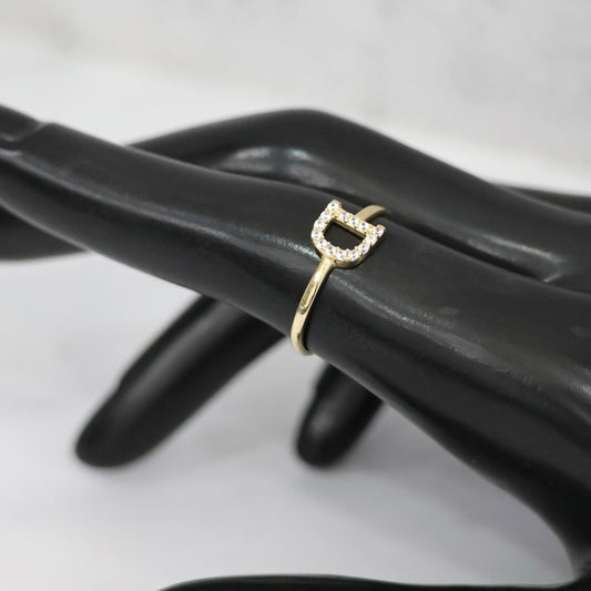 14K YG Letter D Ring / 1.27gr / Sz 7.5