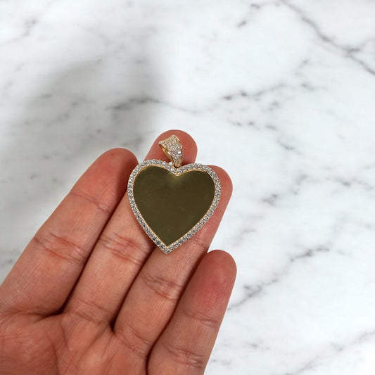 10K YG Memorial Heart Pendant / 5.84gr / 1.7in