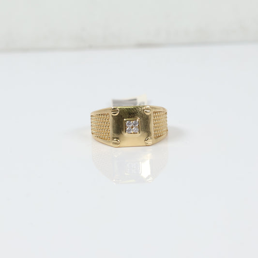 14K Yellow Gold Fashion Ring With Zircons / 4.2gr / Size 10