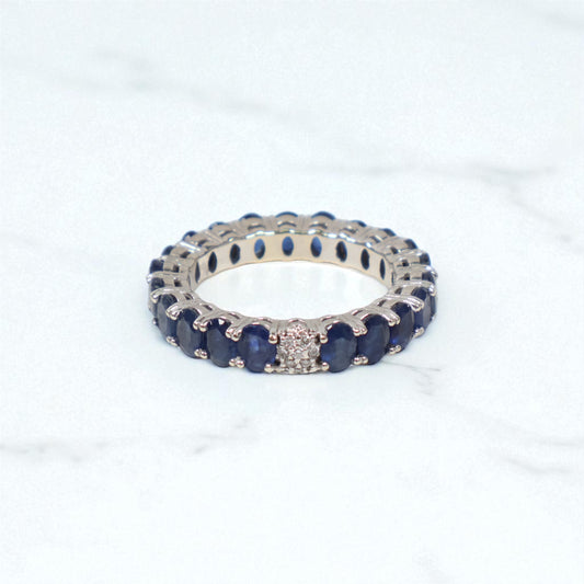 14K WG Diamond Eternity Band Rings / 4.64gr / Sz 6 / Sapphire