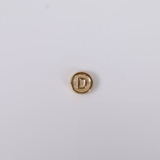18K YG Letter D Textured Circle Ironwork / 0.2gr / 7mm /