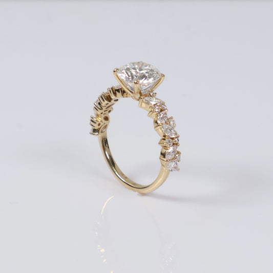 14K YG Lab Diamond Round Brilliant With Certificate Engagement Ring / 3.16gr / Sz 7 / 2.73 CTTW Lab VS / E-F