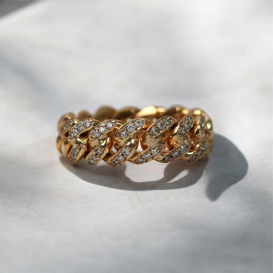 10K YG Diamond Cuban Links Ring Ring / 10.30Gr / Sz 12