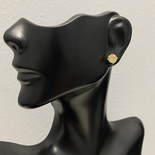 10K Yellow Gold Diamond Round Flower Stud Earrings 0.25Ct Dia / 1.28gr