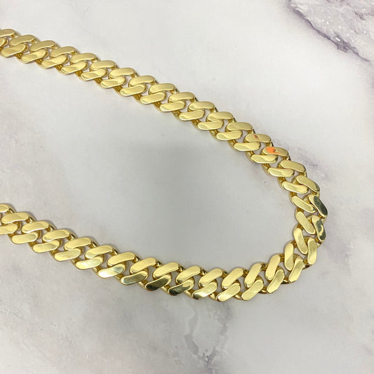 14K Yellow Gold Monaco Cuban Link Chain With Zircons / 59.9gr / 13.3mm / 22in