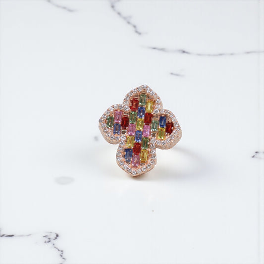 10K RG Diamond Cross Rings / 12.67gr / Sz 10 / C-3.15Ct / D-3.25Ct