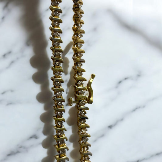 14K Yellow Gold Tennis Chain Ct Dia / 23.3gr / 4.4mm / 16in