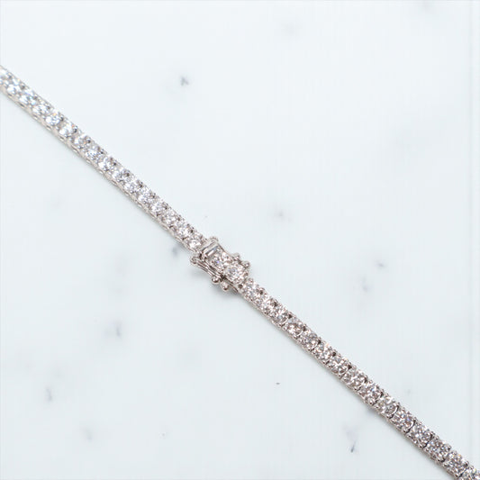 14K WG Diamond Tennis With Heart Set Jewelry / 23.37gr / 3mm / 17in / Ht-6.02Ct / D-15.05Ct