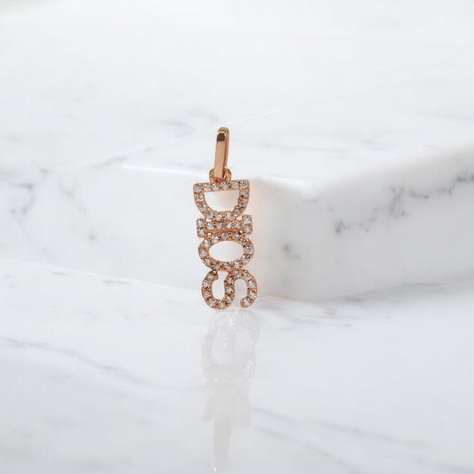 18K RG Dios Pendant / 1.4gr / 1in / White Zircons