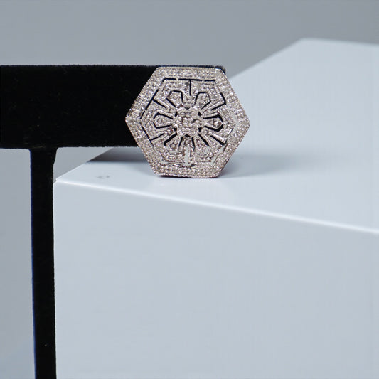 14K WG Diamond Luxury Hexagon Stud Earrings / 5.87gr / / D-0.25Ct