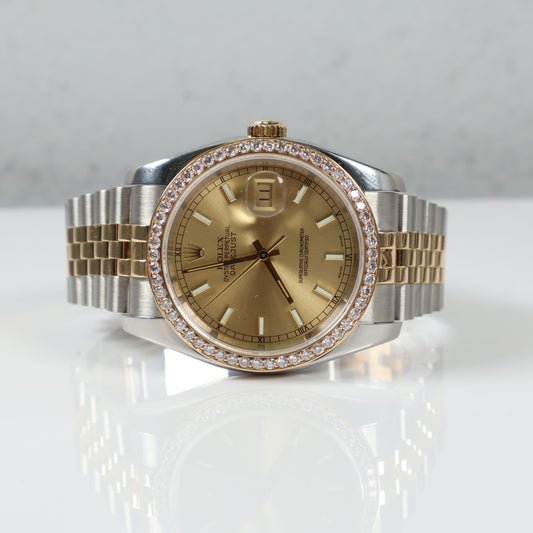 Rolex 2 Tone 18K All Original - Diamond Bezel Naked Watch / 36mm