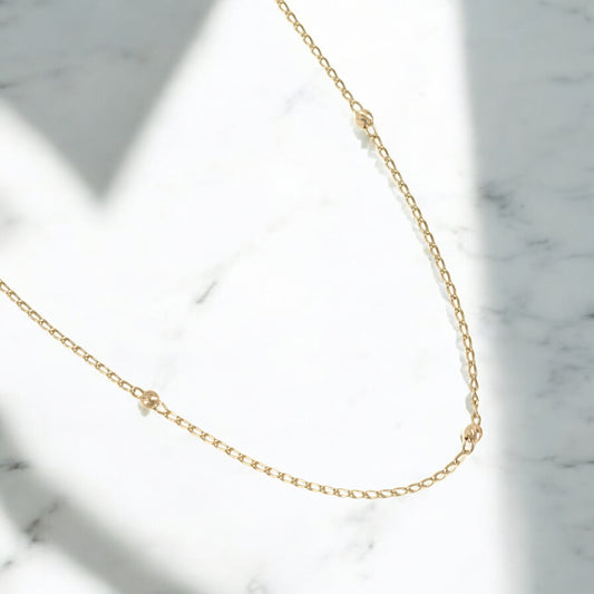 18K Yellow Gold Balls Chain / 3.2gr / 1.4mm / 18in