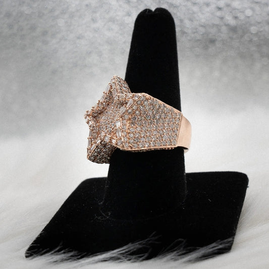 Big Star Ring 14K Rose Gold With Diamonds / 19.4gr / Size 10