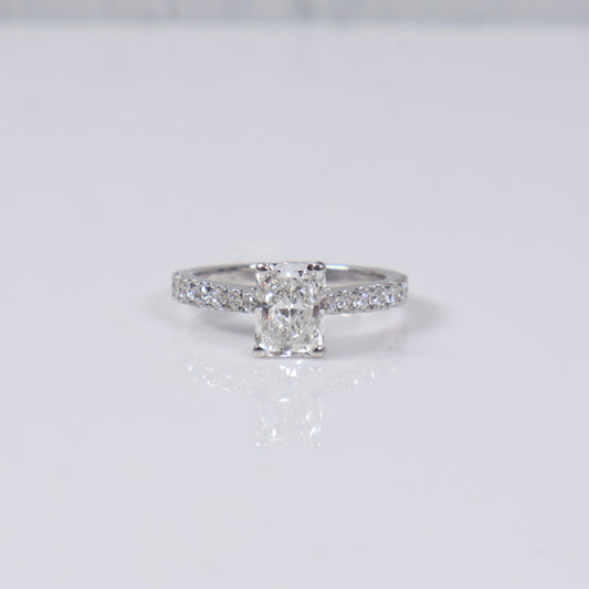 14K WG Lab Diamond Radiant Brilliant With Certificate Engagement Ring / 3.56gr / Sz 7 / 1.86 CTTW Lab VS / E-F