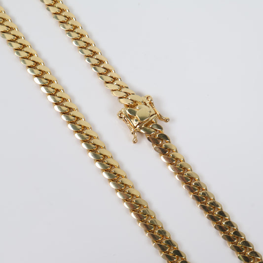 10K YG Cuban Links Chain / 101.2gr / 7.7mm / 24in /
