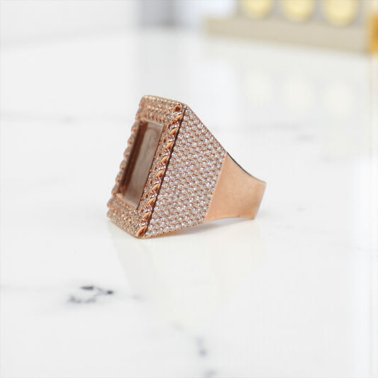 10K RG Diamond Memorial Cuban Fabric Rings / 14.77gr / Sz 10 / D-2.25Ct