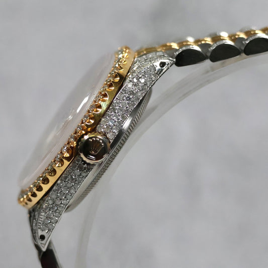 Bustdown Rolex 2 Tone Yellow Arabic Numbers Watch Ct Dia Size 36mm