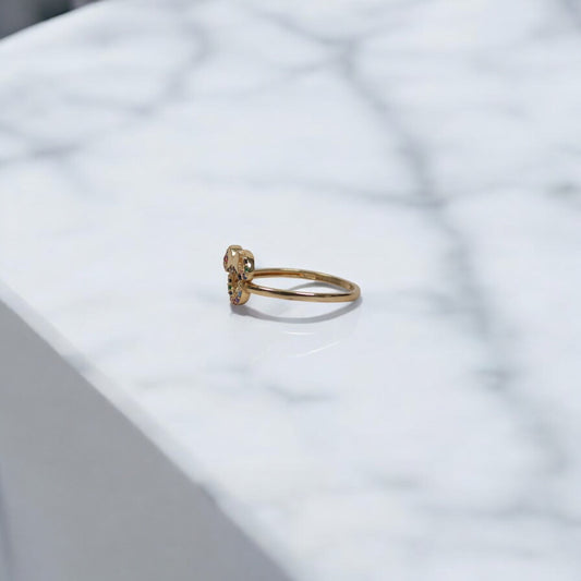 14K YG Mouse Rings / 1.22gr / Sz 7 / Multicolor Zircons