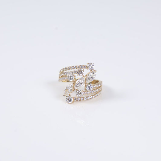 14K YG Lab Diamond Marquise Cut Luxury Engagement Ring / 3.5gr / Sz 6.5 / 2.20Ct Lab / VS / F