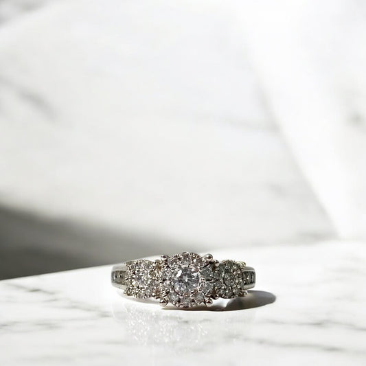 14K White Gold Diamond Fashion Engagement Ring Ct Dia / 4.7gr / Size 7.5