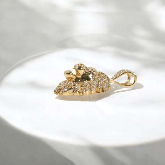 Lion Pendant 14K Yellow Gold With Diamond 3ct / 16.7gr
