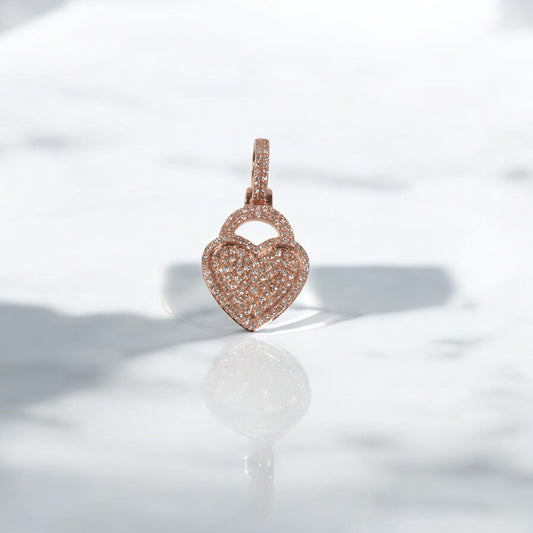 10K RG Diamond Heart Pendant / 2.26gr / 0.8in / 0.4Wt Dia