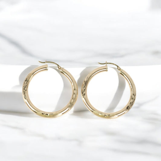 14K YG Luxury Hoop Earrings / 4.1gr / 1.6in /