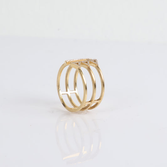 Women Ring 14K Yellow Gold With Diamonds / 3.7gr / Size 8.5