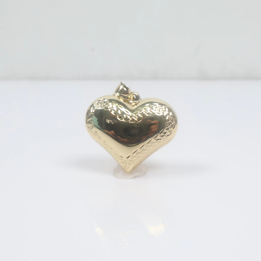 14K YG Heart With Textured Pendant / 3gr / 1in /