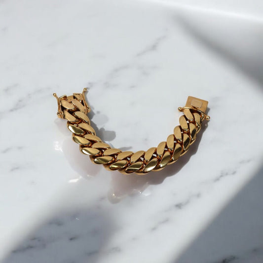 10K YG Cuban Links Bracelet / 254.6gr / 21.6mm / 7.5in /