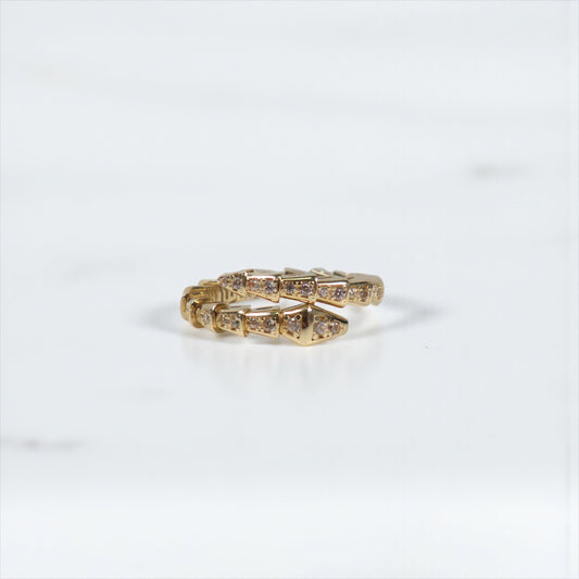 14K YG Snake Rings / 5gr / Sz 9 / White Zircons
