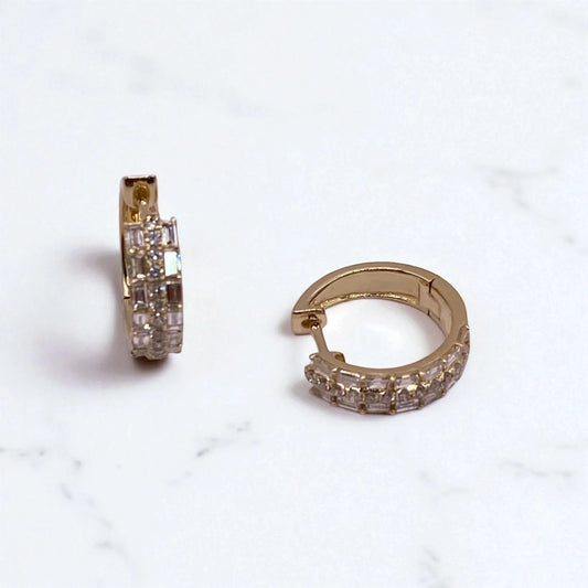 14K Yellow Gold Diamon Luxury Hoop Earrings 0.97Ct / 3.7gr