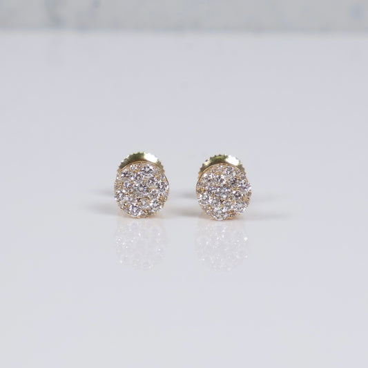 14K YG Lab Diamond Mini Round Flower Stud Earrings / 1.2gr / 6mm / 0.50 CTTW Lab VS / E-F