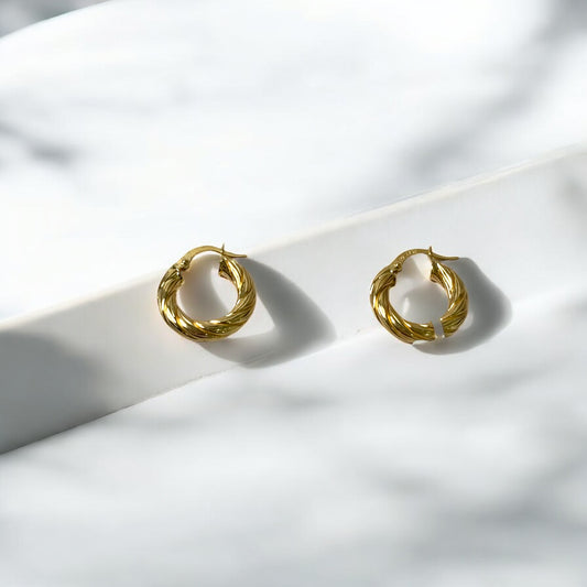 18K Yellow Gold Luxury Hoop Earrings / 3gr