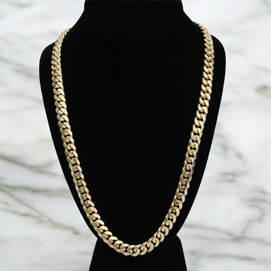 10K YG Cuban Link Chain / 147.8gr / 9.6mm - 24in