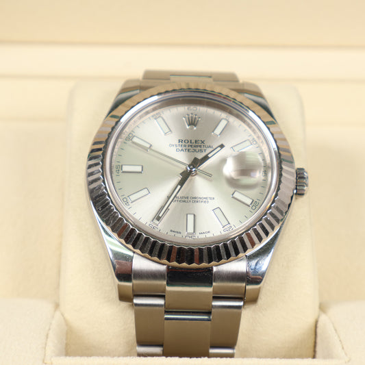 Rolex Datejust Silver Index Oyster Band 116334 Watch / 41mm /