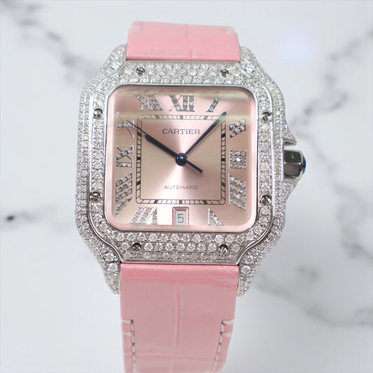 Cartier Santos Pink Bustdown XL Watch