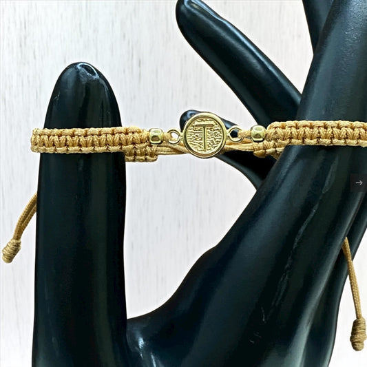 18K Yellow Gold Tejida Letter T Bracelet Adjustable / 0.42gr