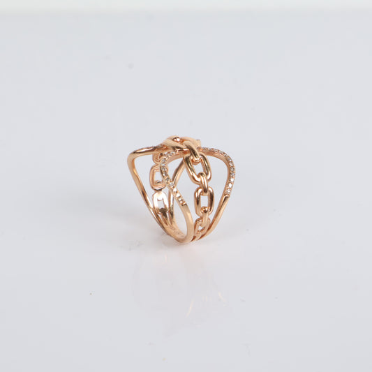 Women Ring 14K Rose Gold With Diamonds / 4.4gr / Size 7