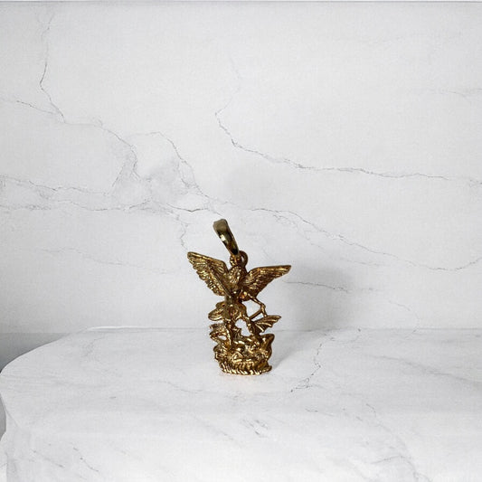 18K Yellow Gold Archangel Saint Michael Pendant / 2.42gr / 1in