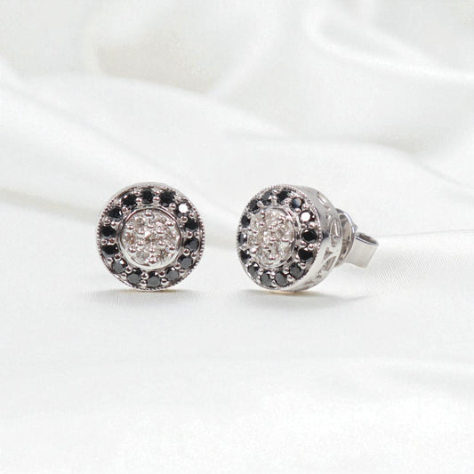 14K WG Black Diamonds Luxury Stud Earrings / 4.1gr / / Wt Dia