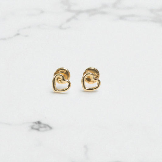 18K YG Heart Silhouette Stud Earrings / 0.53gr / 6mm /