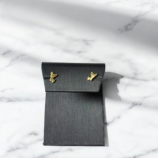 18K Yellow Gold Dog Stud Earrings / 0.6gr