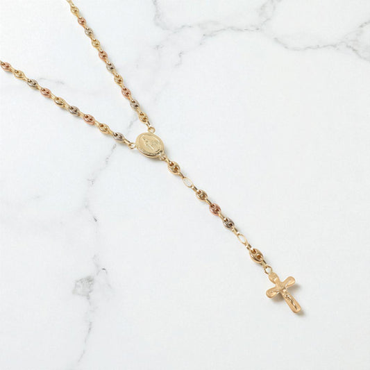 18K 3 Tone Rosary Gc Link Chain / 5.52gr / 3.2mm / 20in /
